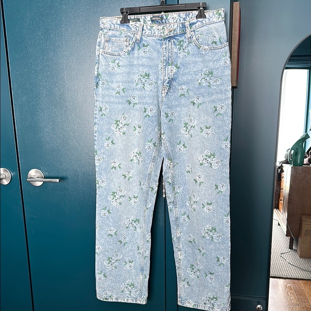 Wild Fable Light Blue Floral Straight Leg Jeans